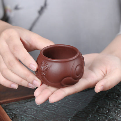 Handmade Tea Cup Real Yixing Zisha Purple Clay Master Cup Dragon Carved 60ml New