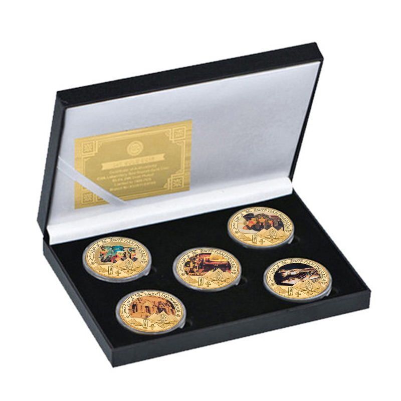 Commemorative Challenge Coins Egyptian Pharaoh Gold Plated Craft Souvenir 1.57in