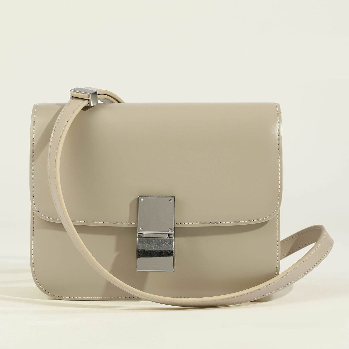 20/24cm Real Leather Small Flap Purse Clutch Box Shoulder Bag Crossbody Handbag