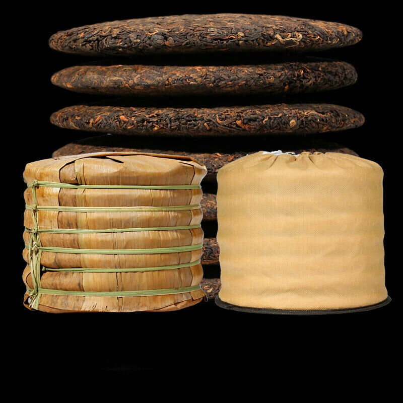 2499g 7 Cakes Ripe Pu Erh Black Tea Chinese Yunnan Pure Ruyi Qizi Pu'er Tea Cake
