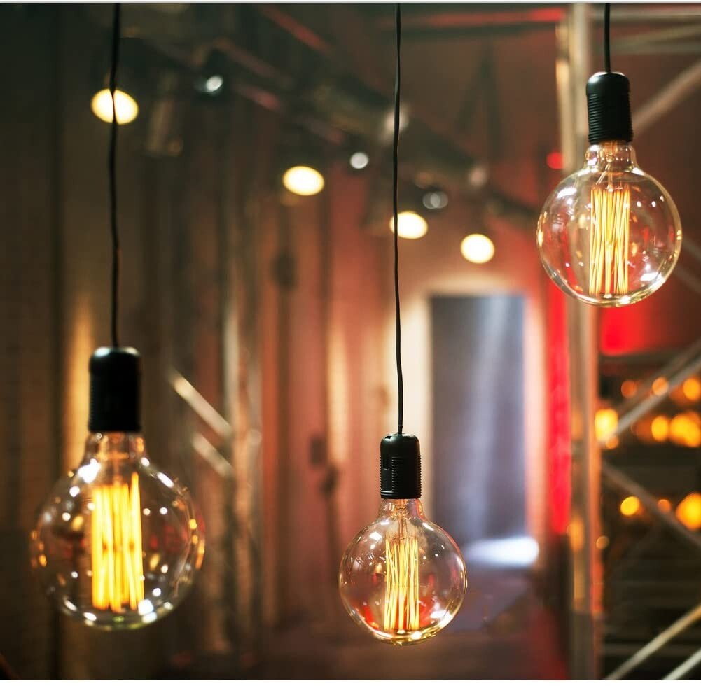 4 Pack of Dimmable G80 Vintage Edison Light Bulbs, 60W 2200K Amber Glow