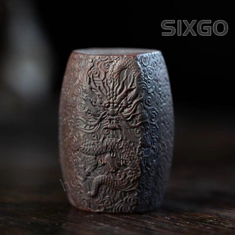 Chinese Yixing Zisha Pottery Tea Pet : Lid Saucer Dragon and Phoenix