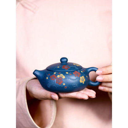 180ML Yixing Zisha Pottery Handmade Day Green Clay Plum Blossom Teapot Tea Pot