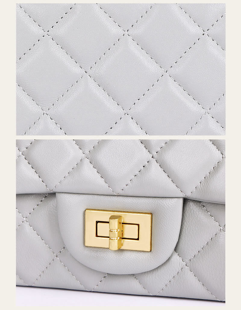 Quilted Lambskin Leather Small Flap Purse Shoulder Bag Clutch Crossbody Handbag