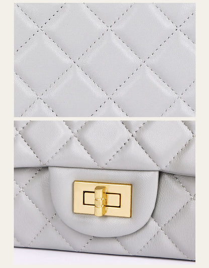 Quilted Lambskin Leather Small Flap Purse Shoulder Bag Clutch Crossbody Handbag