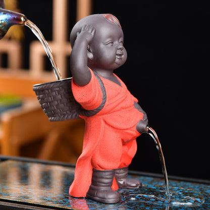 1pc 5.9" Creative Tea Pet Yixing Zisha Monk Tea Strainer Boy Statue Tea Play New
