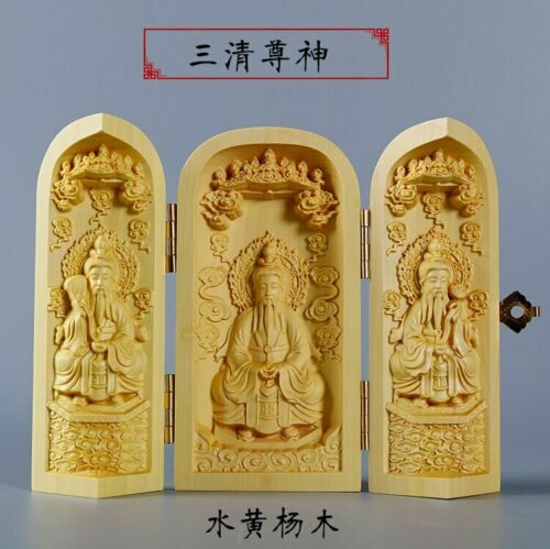 Sacred Talisman FENG SHUI Taoism Sanqing Taoist Sculpture Wood table decor