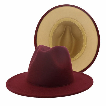 Hats Women Flat Wide Brim Wool Felt Men Black Red Goth Vintage Wedding Elastic