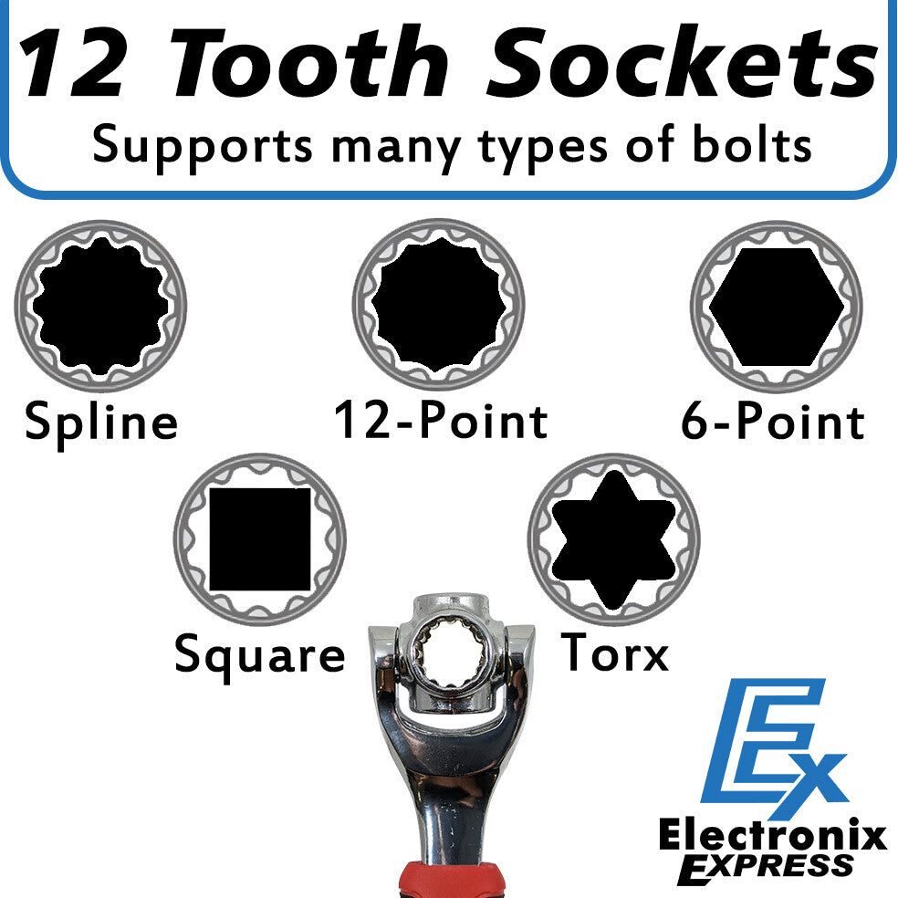 Universal Socket Wrench 48-in-1 for Spline, 6 Point, 12 Point, Torx, and Square