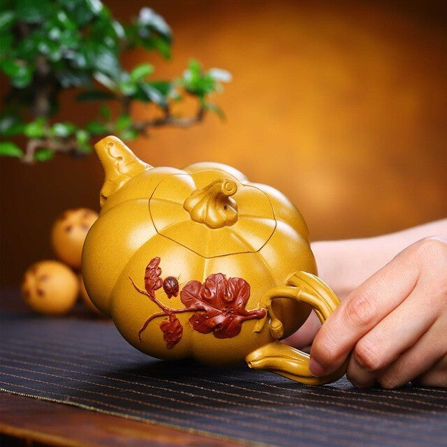 Pumpkin Shape Master Tea Pot Marked Handmade Pot Classical 14 Infuser Holes New