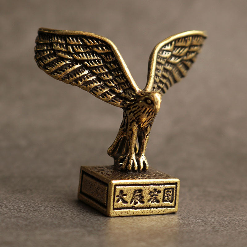 Solid Copper Eagle Jewelry Tea Pet Ceremony Antique Bronze Model Statue -