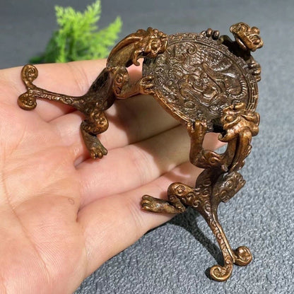 Chinese Vintage Pixiu Dragon Bronze Teapot Lid Rest Candlestick Ornament