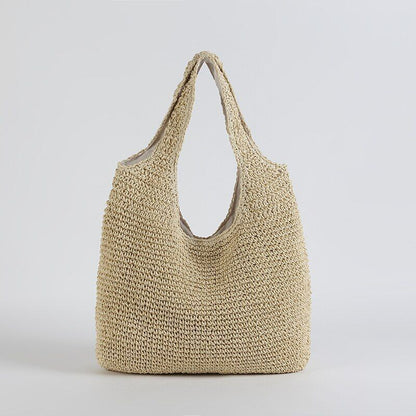 Women Beach Bag Woven Straw Party Shoulder Travel Luxury Tote Fashion Simple Big