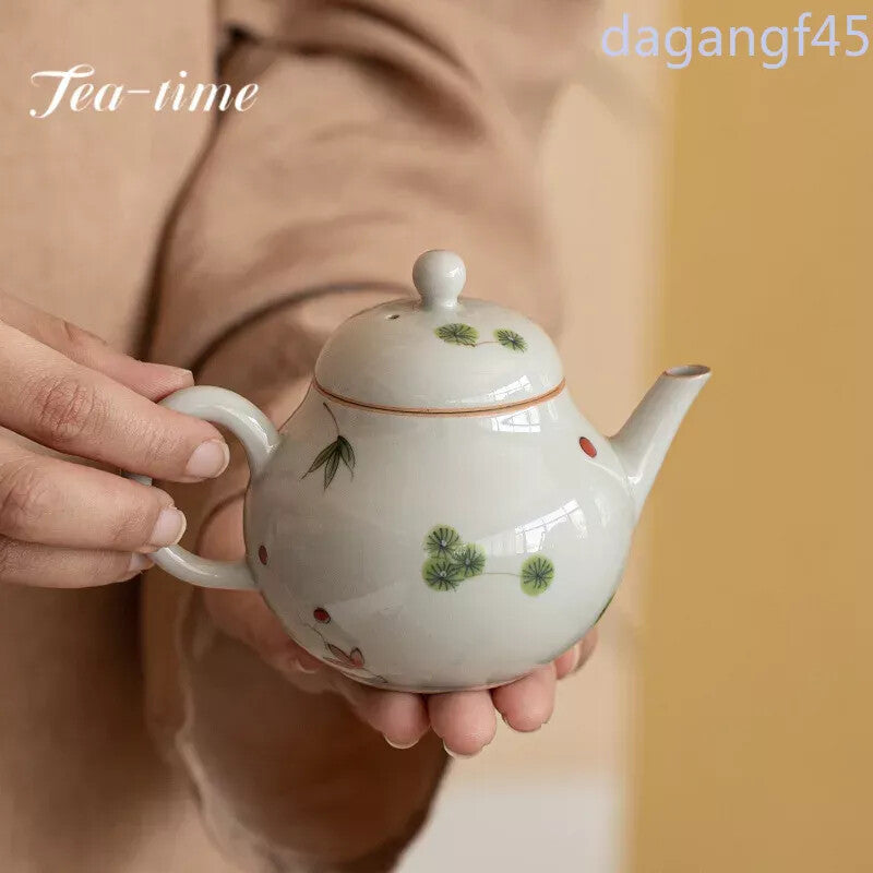 130ml Ancient Ceramic Teapot Hand-painted Little Pear Pot with Ball Hole Filter