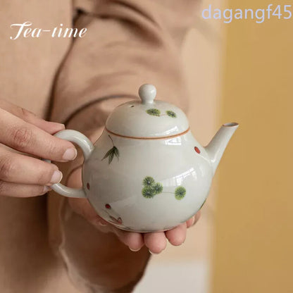130ml Ancient Ceramic Teapot Hand-painted Little Pear Pot with Ball Hole Filter