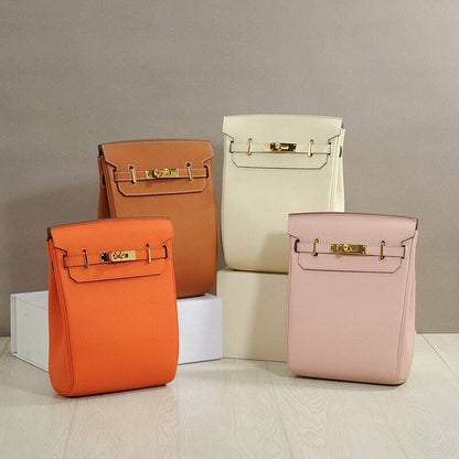 Small Real Leather Sling Chest Pack Shoulder Bag Crossbody Backpack Flap Purse