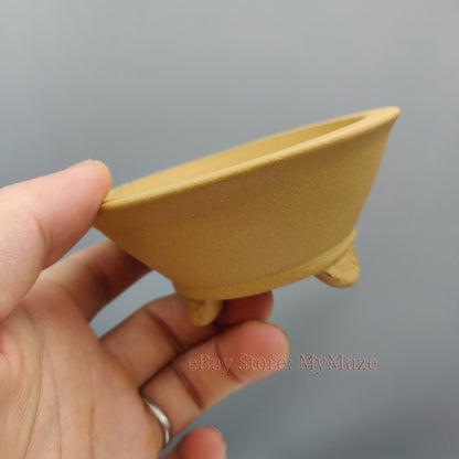 Small Round Chinese Yixing Zisha Mame Bonsai Pot 9.7x9.7x4.3cm
