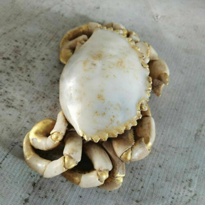 17cm Collected Antique Old White Jade Carved Crab Decorative Ornaments