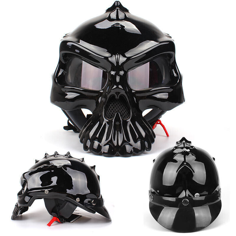 NEW Vintage Motorcycle Helmet Fashion Reversible Skull Half-Helmet For Men Women