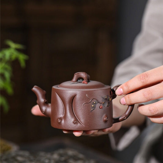 Full Handmade Teapot Collectible Purple Clay Original Ore Zisha Master Pot 170ml