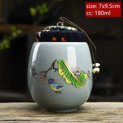 Portable Ceramic Tea Caddy Household Sealed Tank Travel Tea Boxes Containers