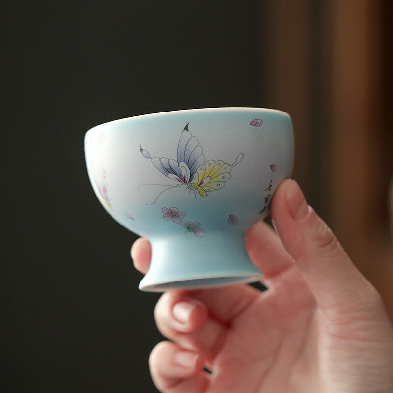 Artful Tea Cup Handmade Personal Cup Gradient Color Ceramic Chabei For Lady New