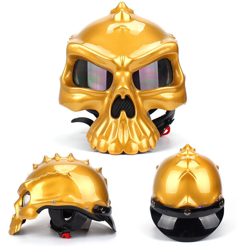 NEW Vintage Motorcycle Helmet Fashion Reversible Skull Half-Helmet For Men Women