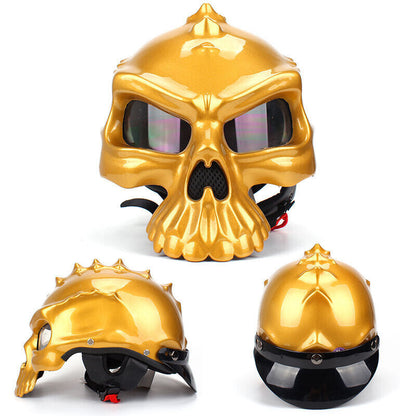 NEW Vintage Motorcycle Helmet Fashion Reversible Skull Half-Helmet For Men Women