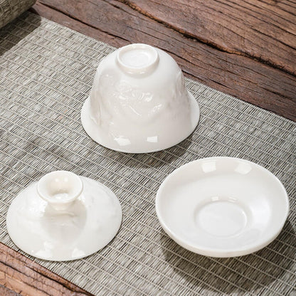 White Porcelain Gaiwan Tea Bowl Teacup 125ml 4.1oz Chinese Kungfu Tea Set