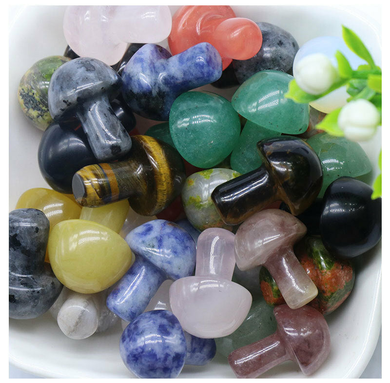 Wholesale 50pcs Natural Mini Mushroom Quartz Crystal Carved Polishing Healing