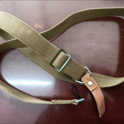 NOS Vintage 1970s Canvas & Leather Shoulder Strap Military Surplus 79