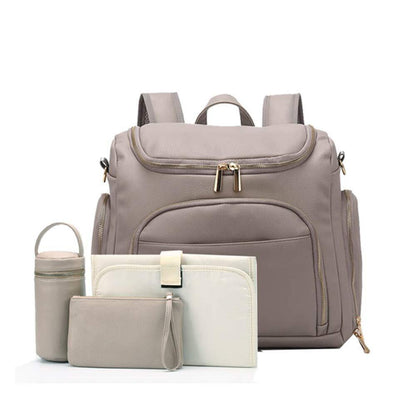 7-in-1 Baby Diaper Bag Solid PU Leather Mummy Maternity Bag Bags Changing Pad