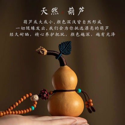 Natural Gourd Car Pendant Olive Pit Lotus Beaded Rearview Mirror Ornament