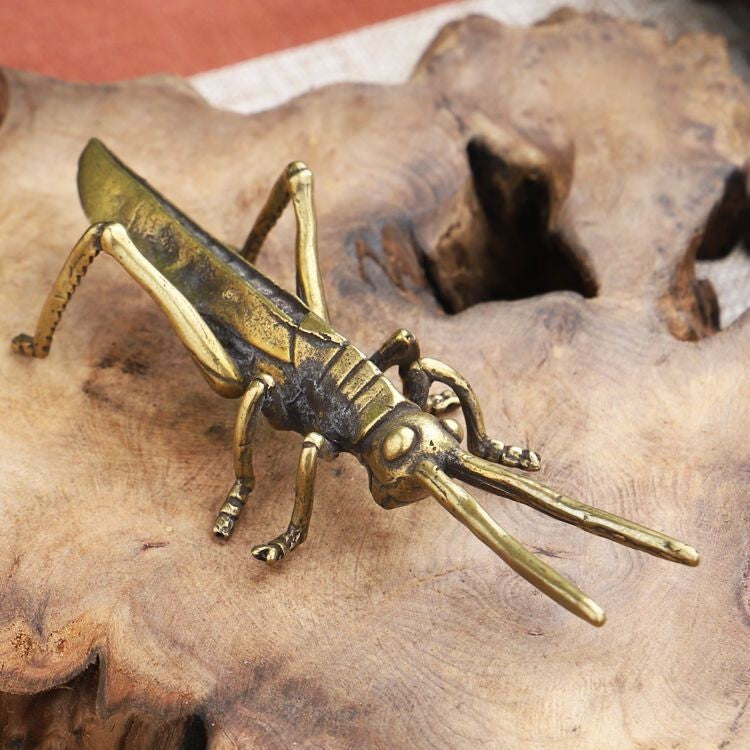 Grasshopper Brass Figurine Small Insect Statue House Ornament Animal Figurines