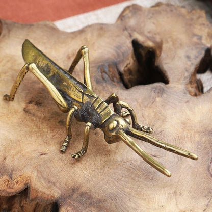 Grasshopper Brass Figurine Small Insect Statue House Ornament Animal Figurines