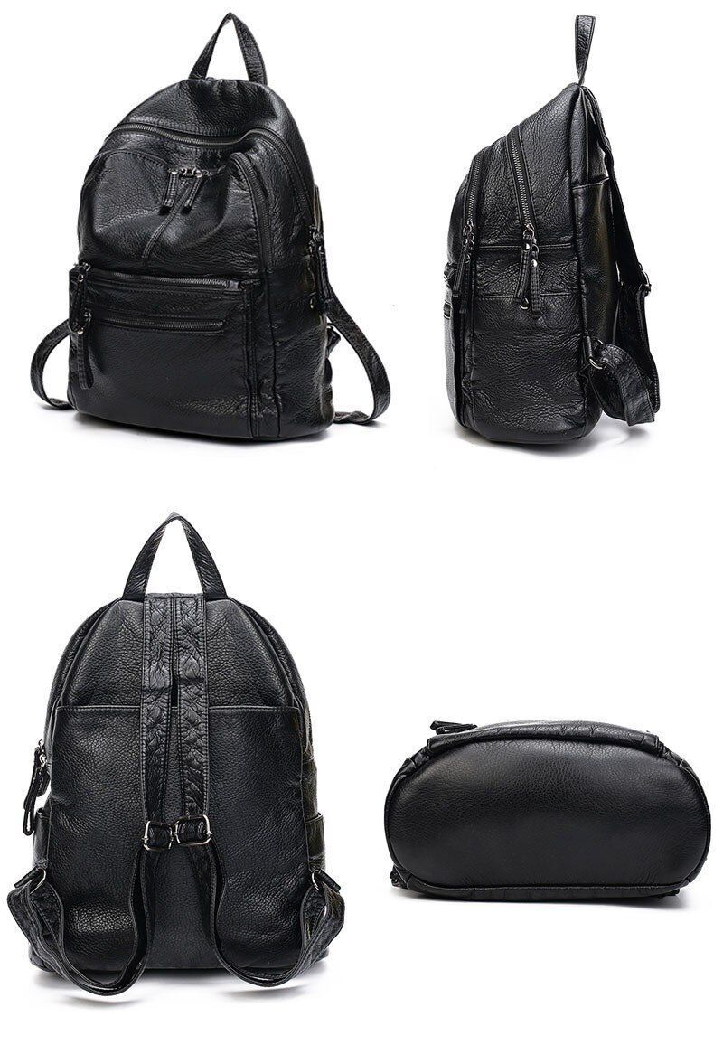 Synthetic Leather Backpack Small Student School Bag Traveling Shoulder Purse 1PC