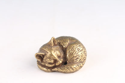 Mini Chinese bronze handmade fortune cat statue tea pet collection netsuke