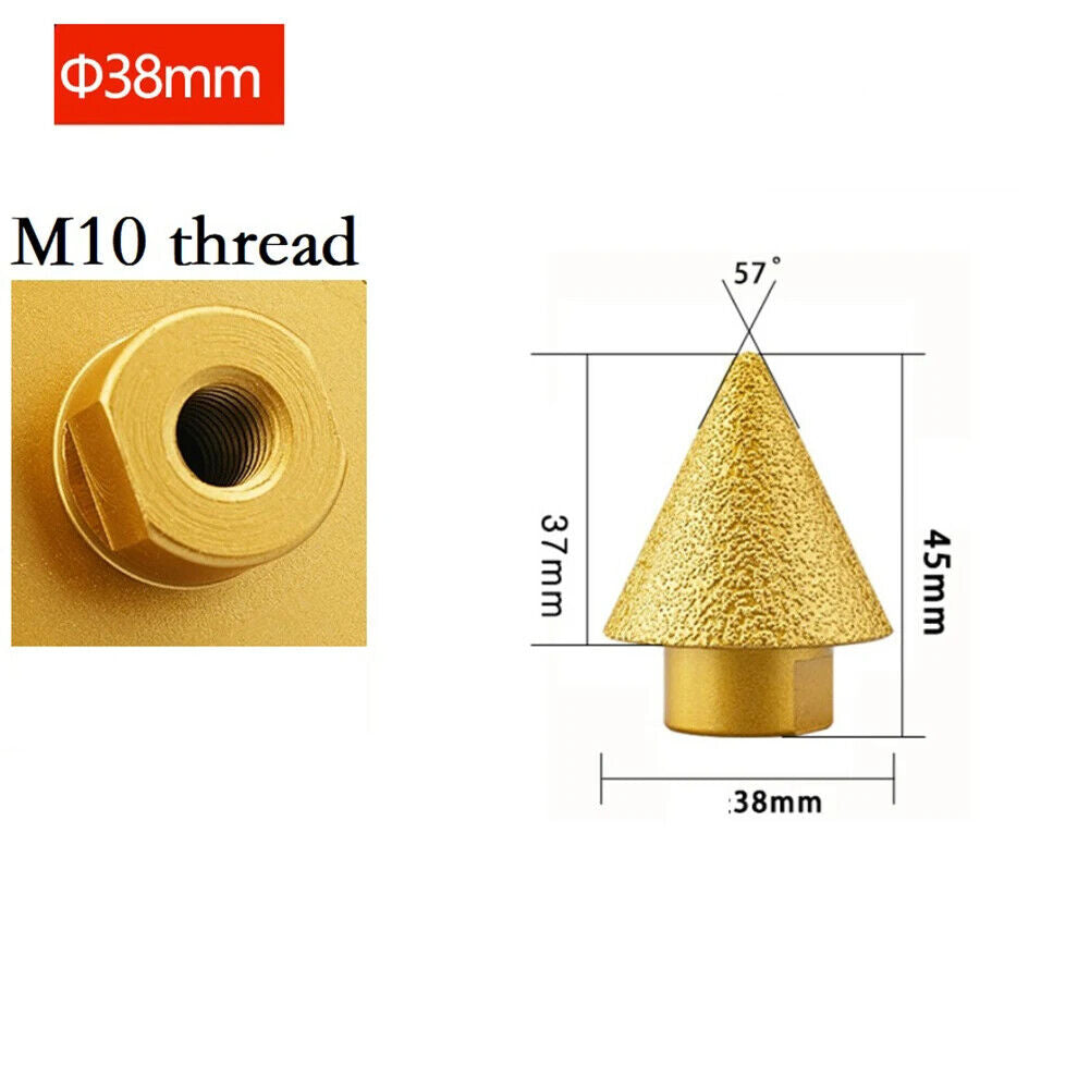 Grinding Wheel M10 Thread Conical Diamond Chamfer Countersink Bits Tools 38-50mm