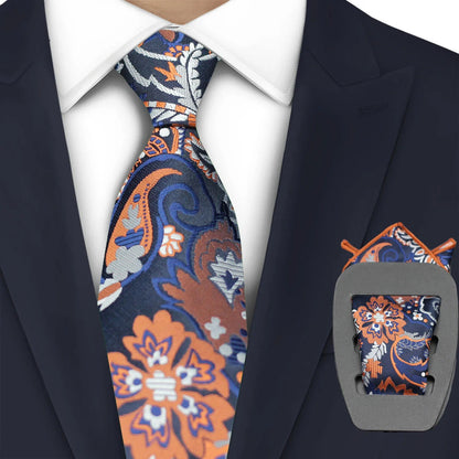 Men Necktie 2Pcs Jacquard Woven Paisley Tie Handkerchief Business Party Wear 7cm