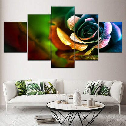 Wall Art HD Printed 5 Piece Modular Canvas Art Color Flower Picture No Framed