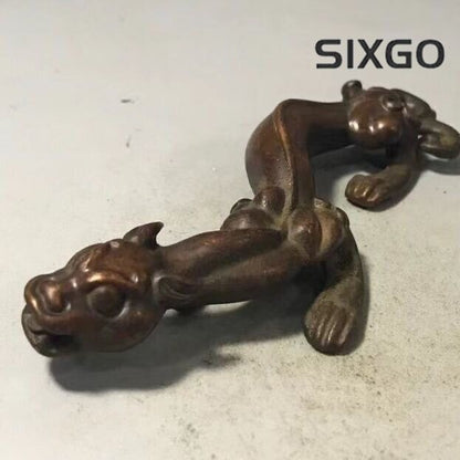Rare Chinese Bronze Dragon Figure Statue Collectable Netsuke Gift Tea Pet Gift