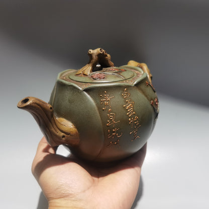 Chinese Yixing Zisha Clay Exquisite Teapot Tea Collectibles Plum Blossom Carved