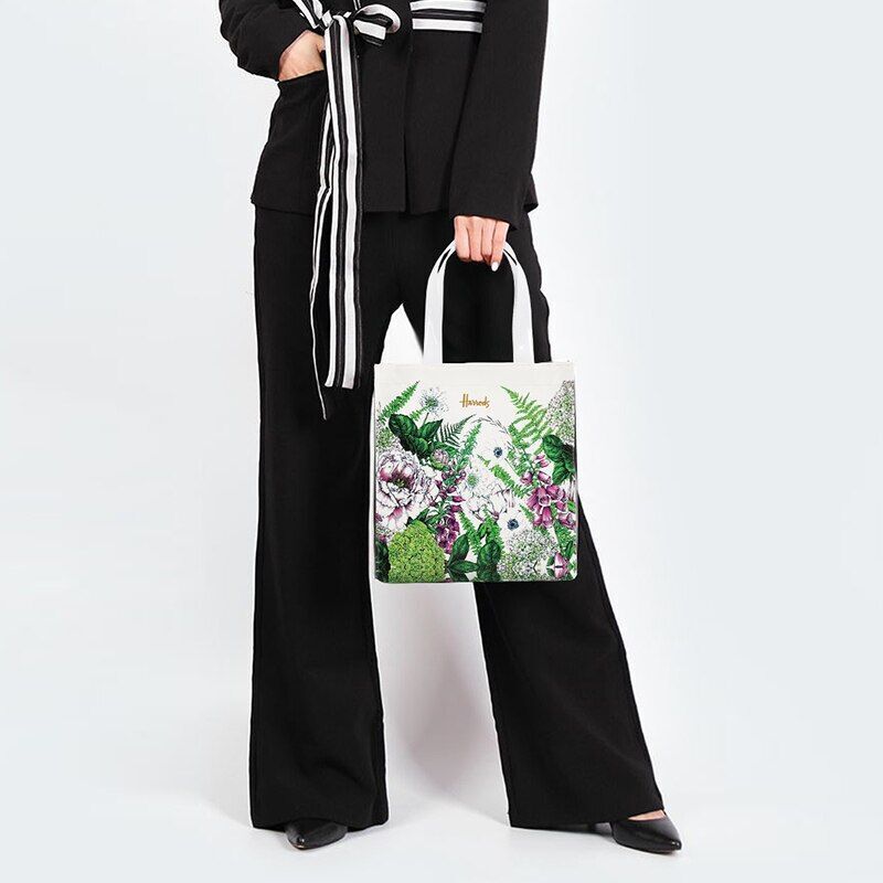 PVC Reusable Shopping Bag Flower Print Waterproof Handbag Shoulder Bags Leisure