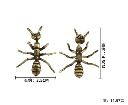 1.7" Solid Brass Small Insect Ant Mini Statue Tea Pet Table Ornament