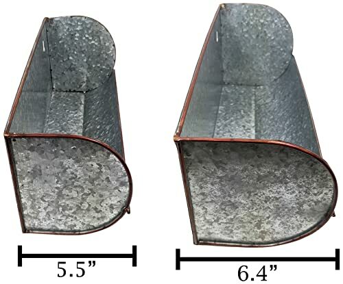 2 Piece Galvanized Wall Mount Flower Pot Set - 14" & 16" Long Planters