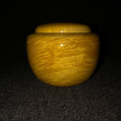 Large Leaf Nanmu Wood Jar 11×12cm Solid Wood Go/Tea Storage Jar Handcarved