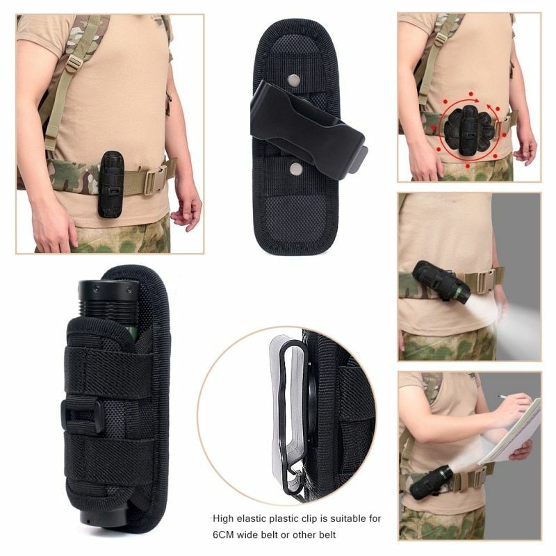 Tactical Flashlight Pouch Holster Torch Case Belt Bag Camping Survival Equipment