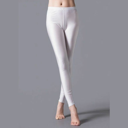 Women Leggings Solid Fluorescent Shiny Pant Spandex Shinny Elasticity Trousers