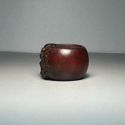Vintage Boxwood Pixiu Ring Wooden Thumb Ring 2.0-2.2cm Antique Men’s