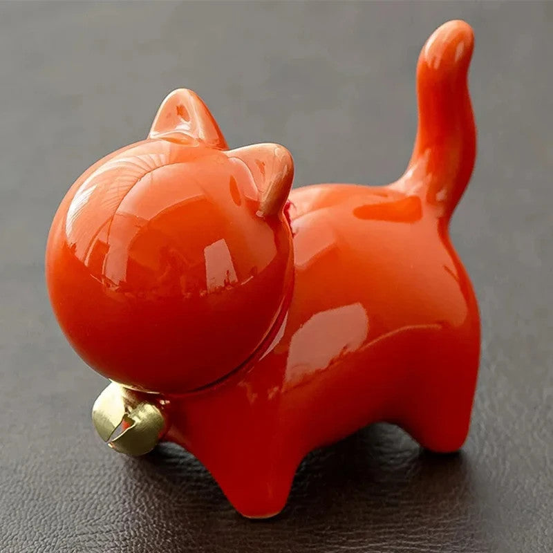7cm Ceramics Fortune Cat Ornament Tea Pet Desktop Ornaments Tea Set Accessories